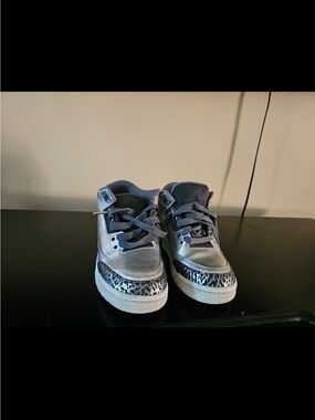 Nike Silver and Black Leopard-Accent High-Top Sneakers Youth Size 6